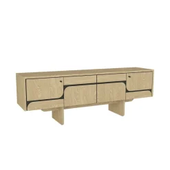 Mueble de TV Lava con puerta abatible antracita/natural 51,3x150x35 cm