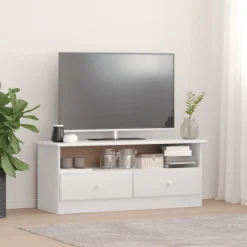 Mueble de TV Lince 2 cajones con compartimento madera de pino 41x100x35 cm