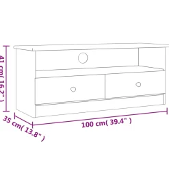 Mueble de TV Lince 2 cajones con compartimento madera de pino 41x100x35 cm
