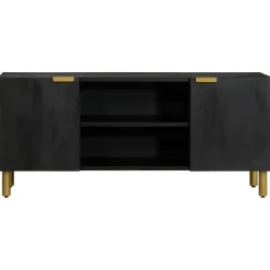 Mueble de TV Lirio 2 armarios + 2 compartimentos negro 46x105x33 cm