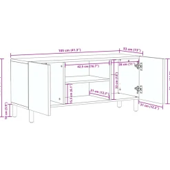 Mueble de TV Lirio 2 armarios + 2 compartimentos negro 46x105x33 cm