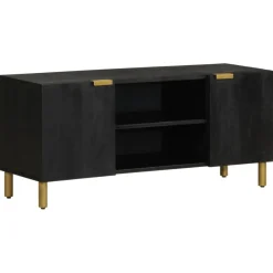 Mueble de TV Lirio 2 armarios + 2 compartimentos negro 46x105x33 cm