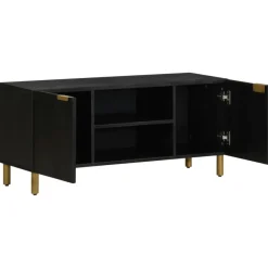 Mueble de TV Lirio 2 armarios + 2 compartimentos negro 46x105x33 cm