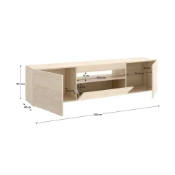 Mueble de TV Malmo 2 puertas con puerta abatible y compartimento natural 47,7x200x41,5 cm