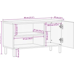 Mueble de TV Micra 2 compartimentos + armario negro 46x80x33 cm