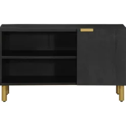 Mueble de TV Micra 2 compartimentos + armario negro 46x80x33 cm