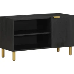 Mueble de TV Micra 2 compartimentos + armario negro 46x80x33 cm