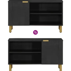 Mueble de TV Micra 2 compartimentos + armario negro 46x80x33 cm