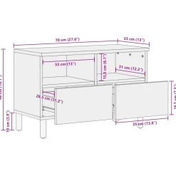 Mueble de TV Milano 2 compartimentos + 2 cajones negro 46x70x33 cm