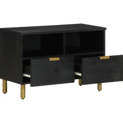 Mueble de TV Milano 2 compartimentos + 2 cajones negro 46x70x33 cm