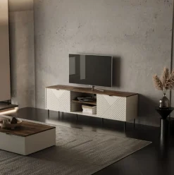 Mueble de TV Mirage 2 puertas con 2 compartimentos beige/roble 55x183x40 cm