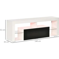 Mueble de TV Modern Homcom con luz LED 6 modos blanco 52x140x35 cm