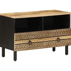Mueble de TV Naskar 2 compartimentos + 2 cajones negro/natural 46x70x33,5 cm