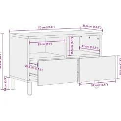 Mueble de TV Naskar 2 compartimentos + 2 cajones negro/natural 46x70x33,5 cm