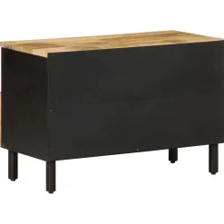 Mueble de TV Naskar 2 compartimentos + 2 cajones negro/natural 46x70x33,5 cm