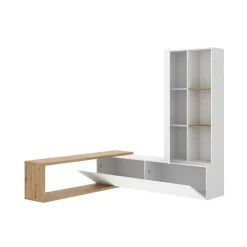Mueble de TV Nilo diseño convertible blanco/natural