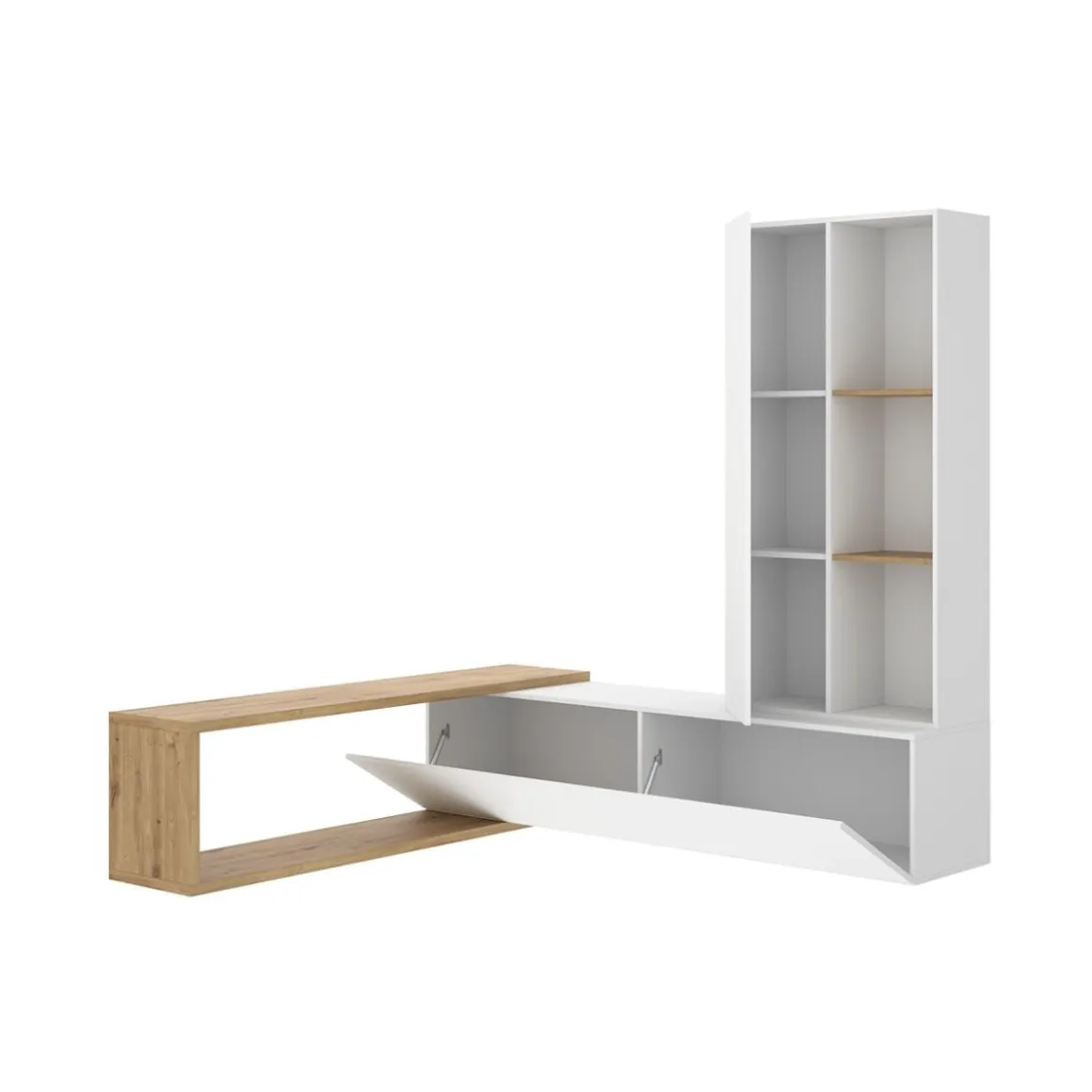 Mueble de TV Nilo diseño convertible blanco/natural