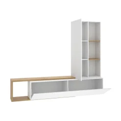 Mueble de TV Nilo diseño convertible blanco/natural