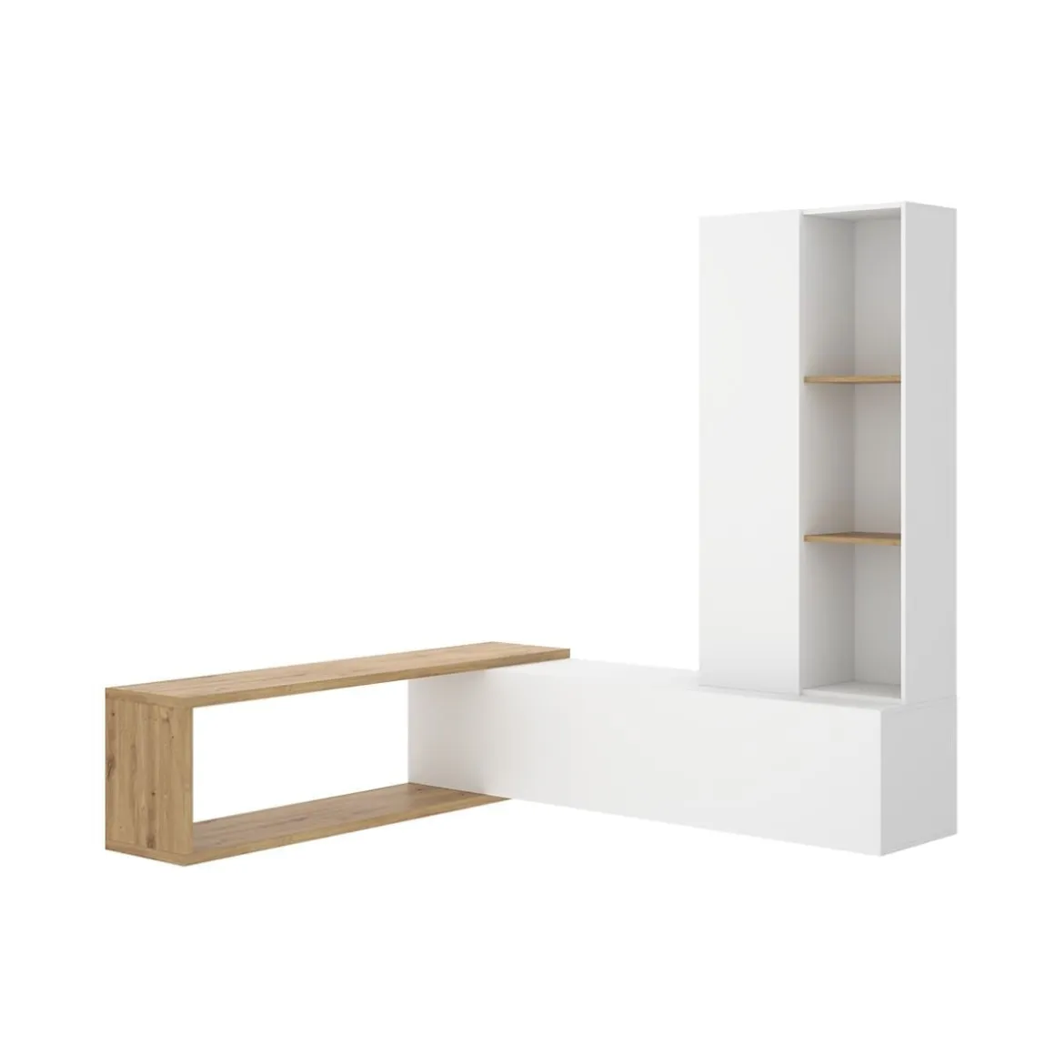 Mueble de TV Nilo diseño convertible blanco/natural