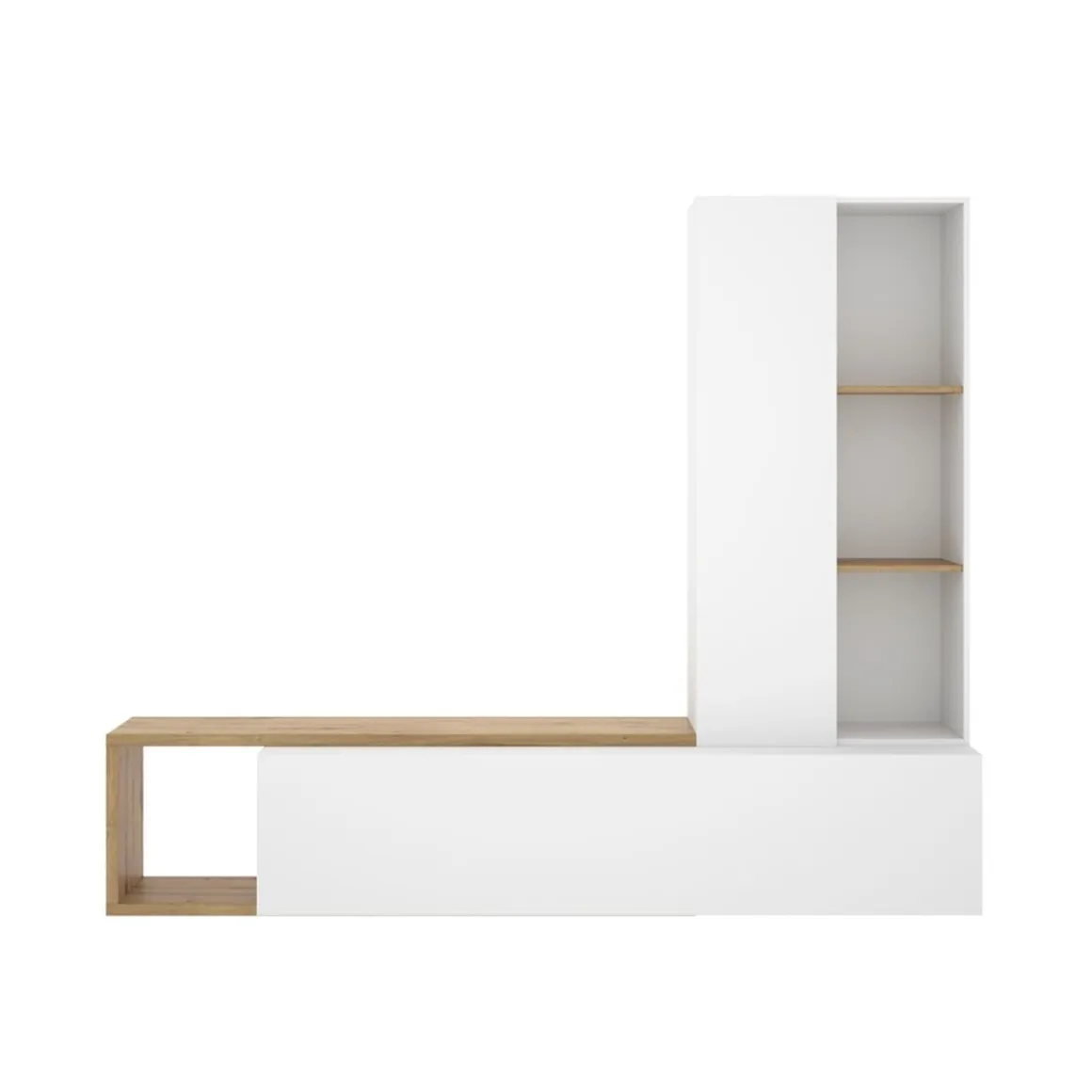 Mueble de TV Nilo diseño convertible blanco/natural