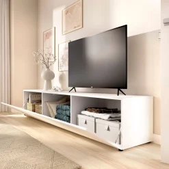 Mueble de TV Noka puerta abatible blanco 43x220x41,6 cm