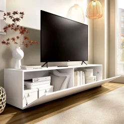 Mueble de TV Noka puerta abatible blanco 43x180x41,6 cm