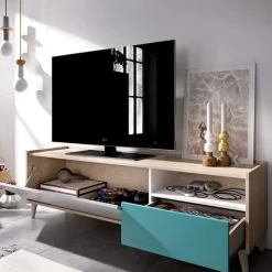 Mueble de TV Nova puerta abatible con cajón y compartimento multicolor 47x155x43 cm