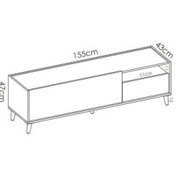 Mueble de TV Nova puerta abatible con cajón y compartimento multicolor 47x155x43 cm