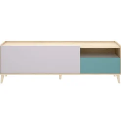 Mueble de TV Nova puerta abatible con cajón y compartimento multicolor 47x155x43 cm