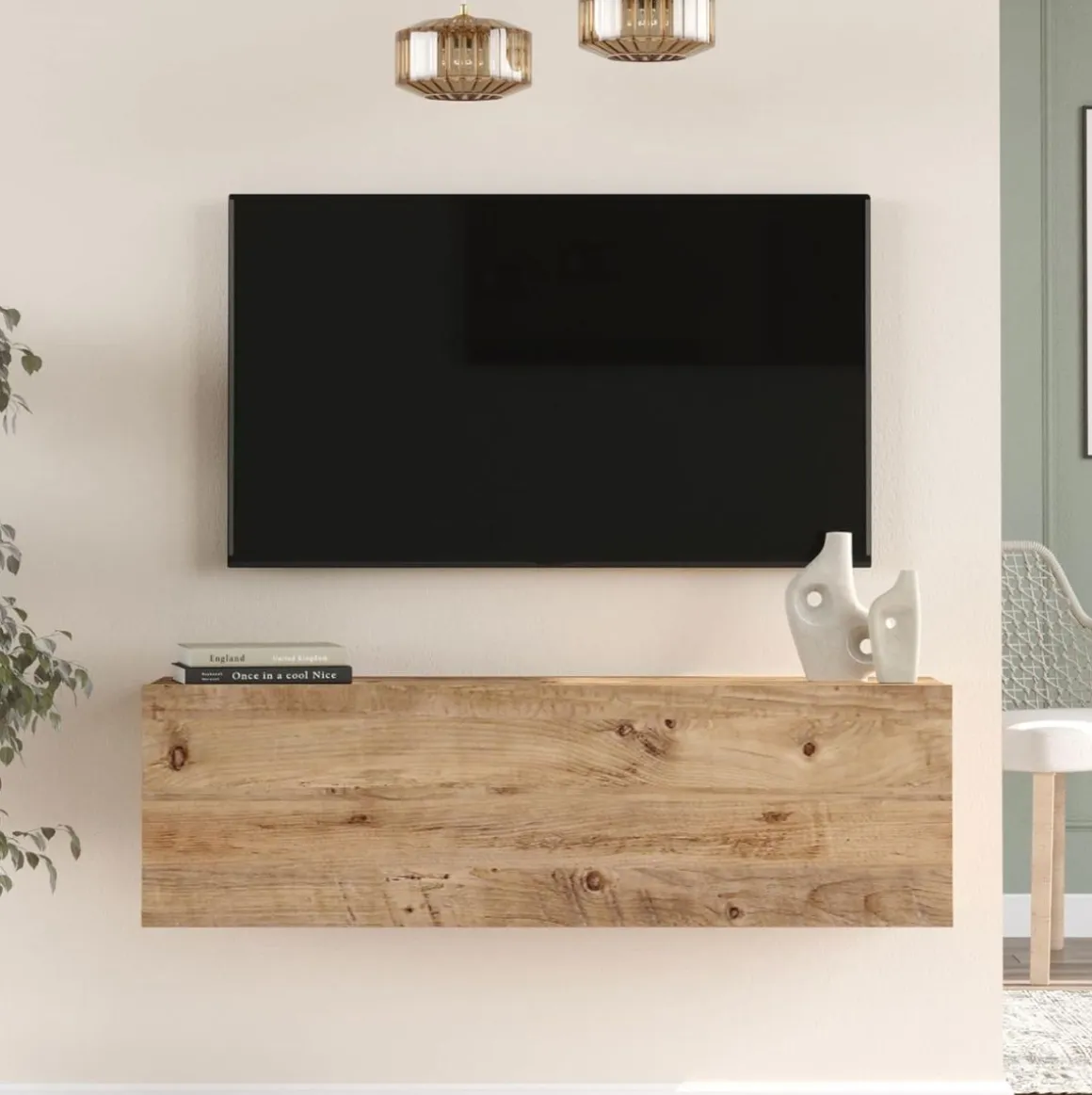 Mueble de TV Ona puerta abatible natural 29x100x31 cm