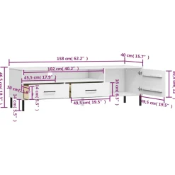 Mueble de TV Oslo 2 cajones + armario + compartimento madera de pino 46,5x158x40 cm