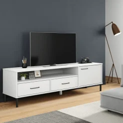 Mueble de TV Oslo 2 cajones + armario + compartimento madera de pino 46,5x158x40 cm