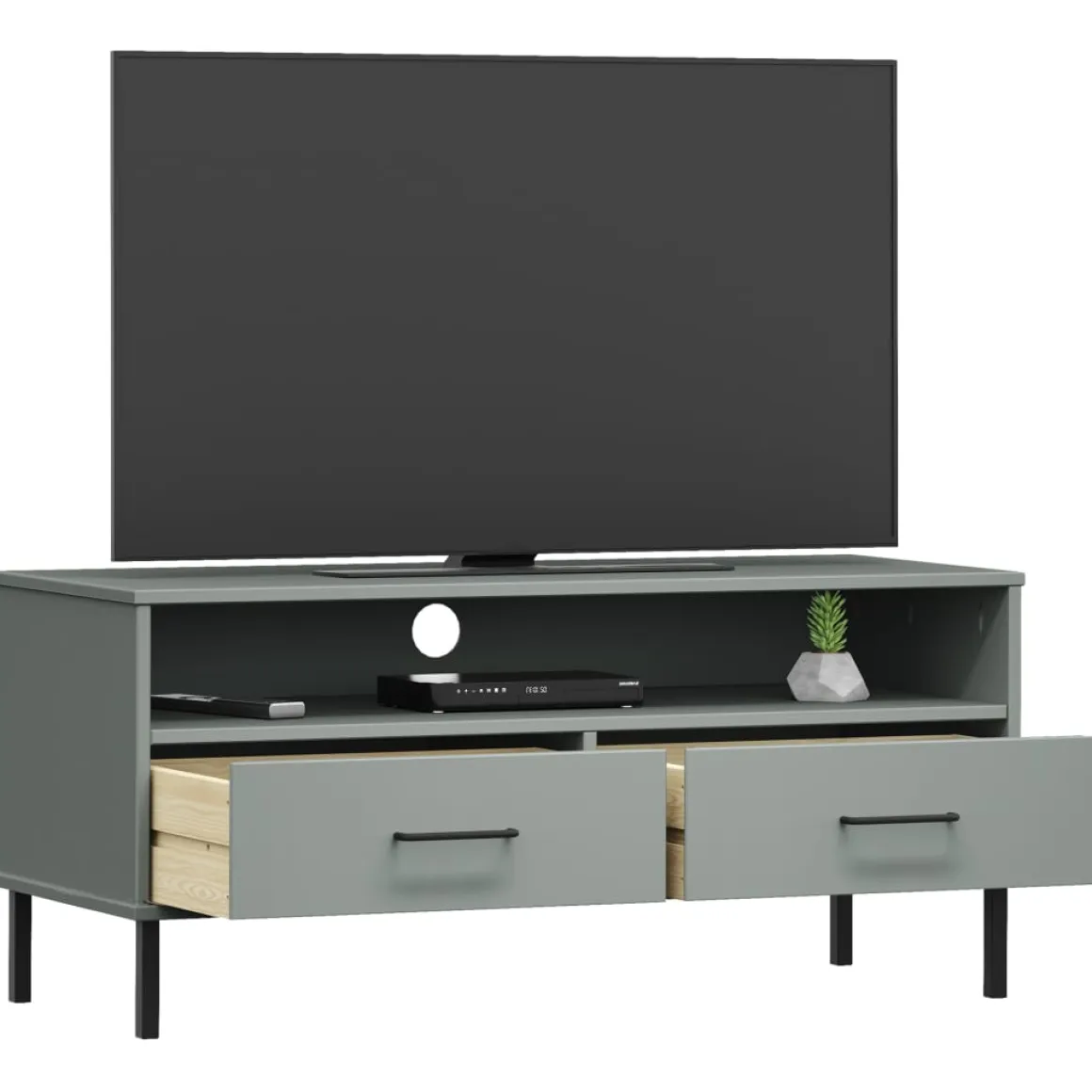 Mueble de TV Oslo 2 cajones + compartimento madera de pino 46,5x106x40 cm