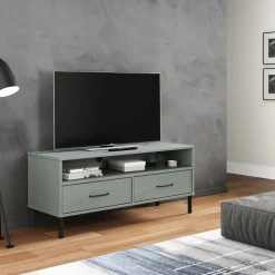 Mueble de TV Oslo 2 cajones + compartimento madera de pino 46,5x106x40 cm