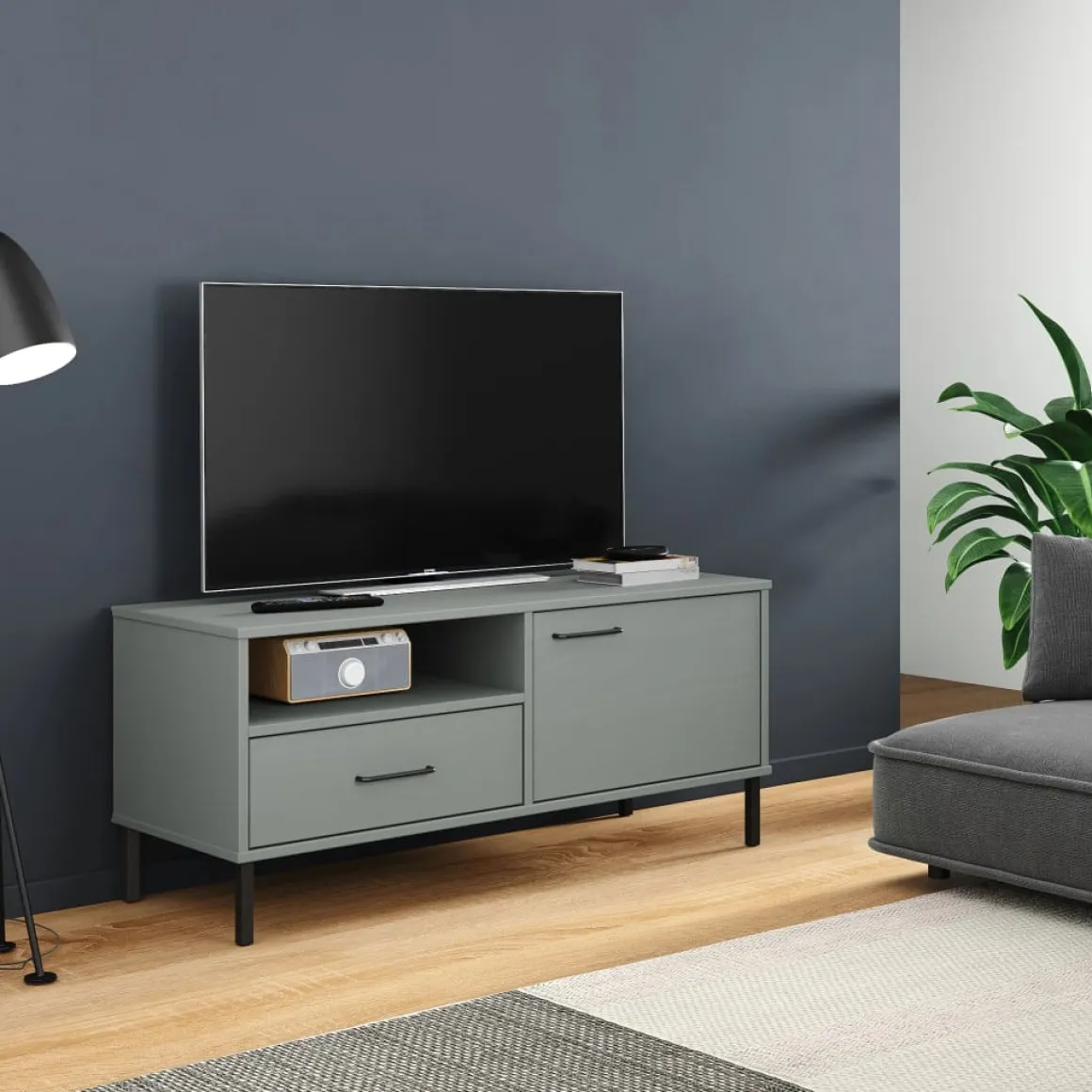 Mueble de TV Oslo cajón + compartimento + armario madera de pino 46,5x106x40 cm