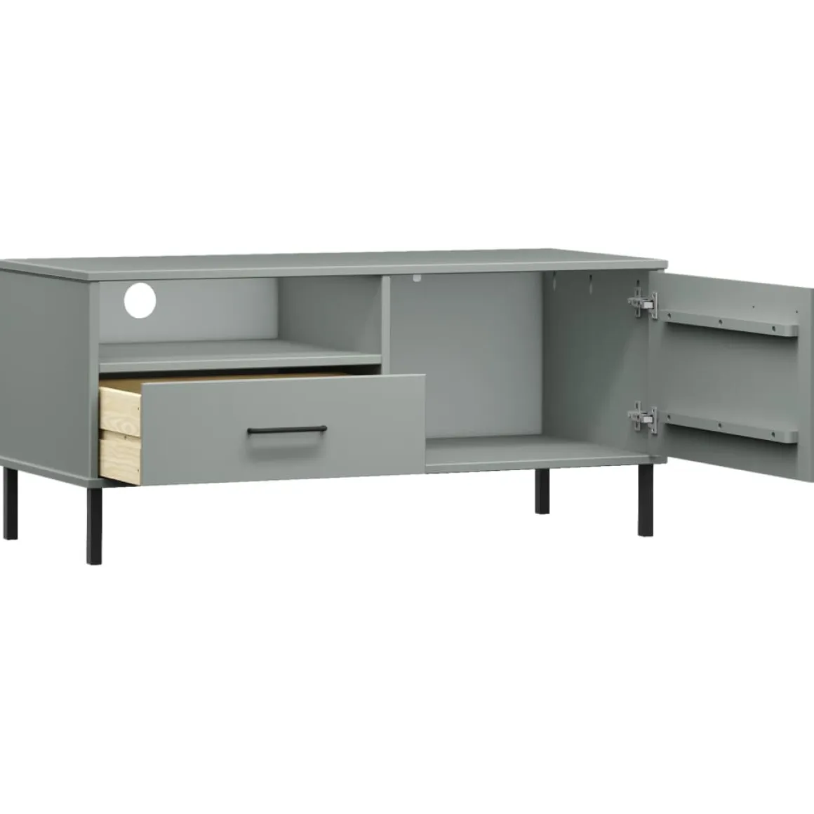 Mueble de TV Oslo cajón + compartimento + armario madera de pino 46,5x106x40 cm
