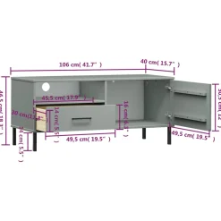 Mueble de TV Oslo cajón + compartimento + armario madera de pino 46,5x106x40 cm