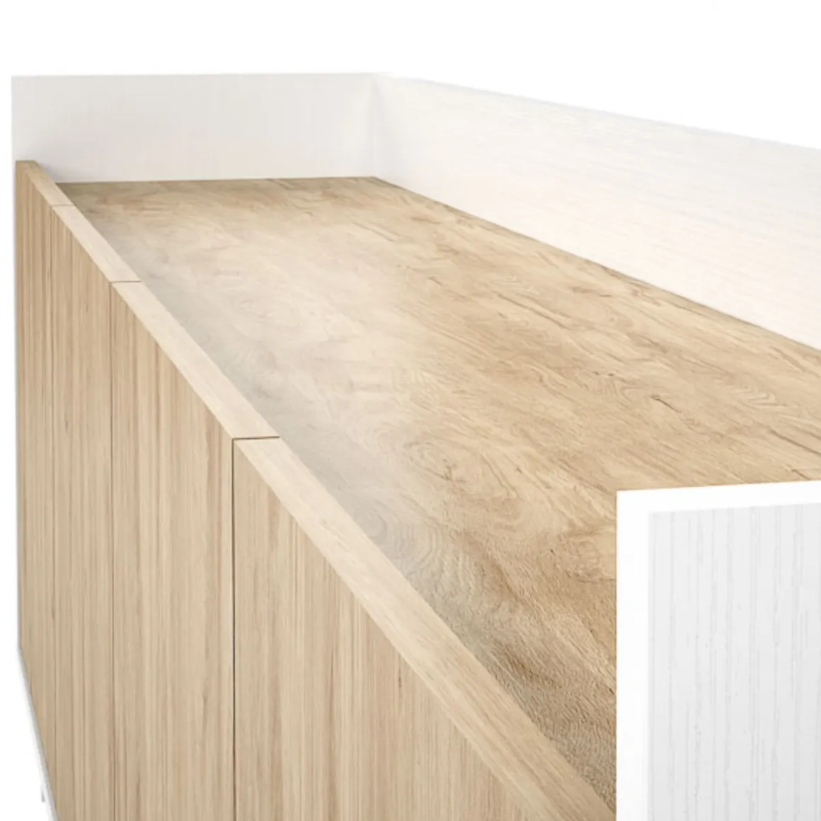 Mueble de TV Philip 4 puertas blanco/roble 63,4x180x33,5 cm