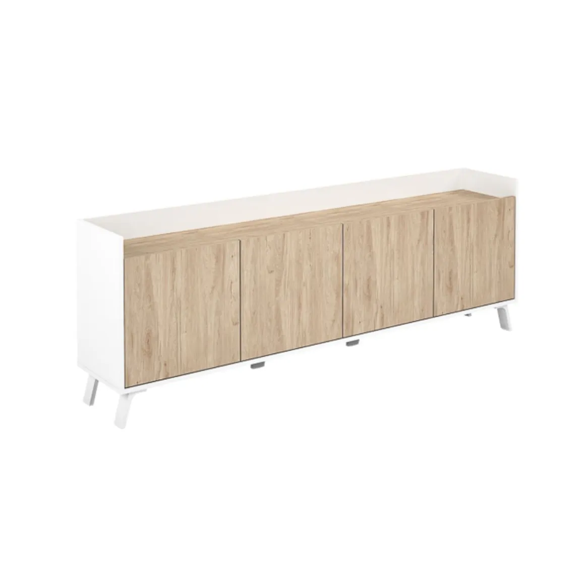 Mueble de TV Philip 4 puertas blanco/roble 63,4x180x33,5 cm