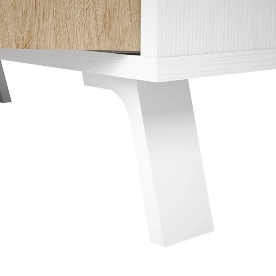 Mueble de TV Philip 4 puertas blanco/roble 63,4x180x33,5 cm