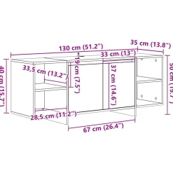 Mueble de TV Roma 4 compartimentos + 1 armario 50x130x35 cm