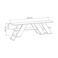 Mueble de TV Sildro con estante 40x140x34 cm