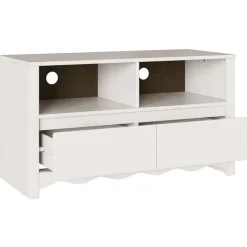 Mueble de TV Singapur 2 cajones + 2 compartimentos blanco 55x99x43 cm