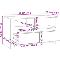 Mueble de TV Singapur 2 cajones + 2 compartimentos blanco 55x99x43 cm
