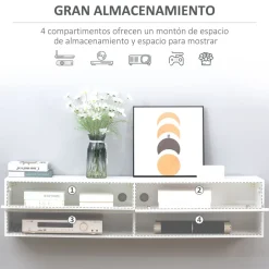 Mueble de TV Sirena Homcom 2 compartimentos y 2 armarios blanco 31x140x32 cm