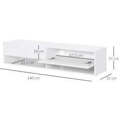 Mueble de TV Sirena Homcom 2 compartimentos y 2 armarios blanco 31x140x32 cm