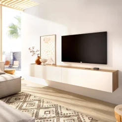 Mueble de TV Sky 2 puertas abatibles blanco/natural 29x180x33 cm