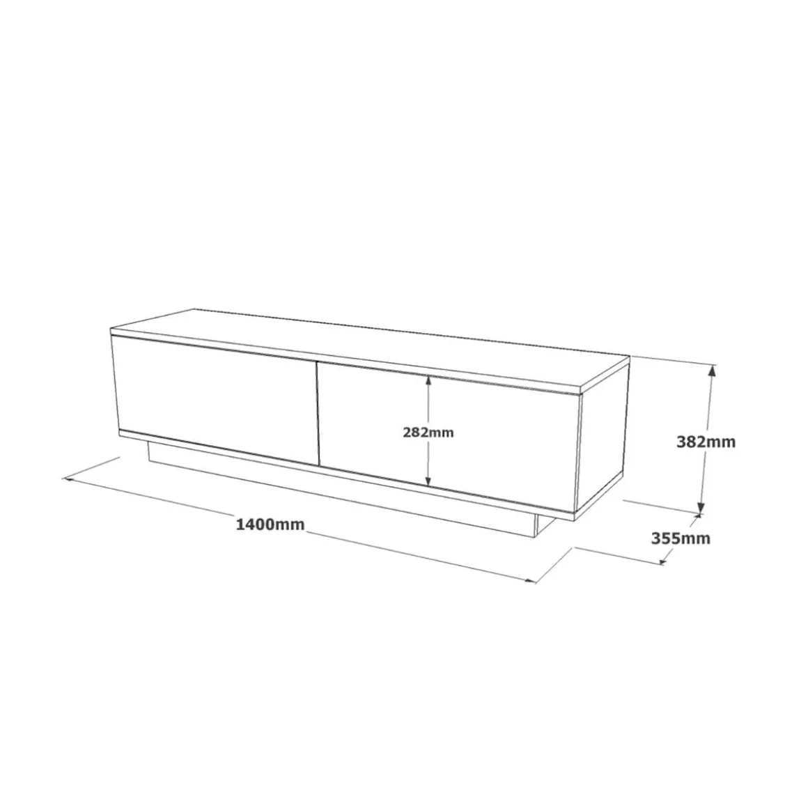 Mueble de TV Sorata 2 puertas abatibles 38,2x140x35,5 cm