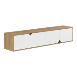 Mueble de TV Spark 4 compartimentos esquinas redondas blanco/natural 35x180x35 cm