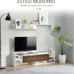 Mueble de TV Sturt Homcom + 2 estantes de pared